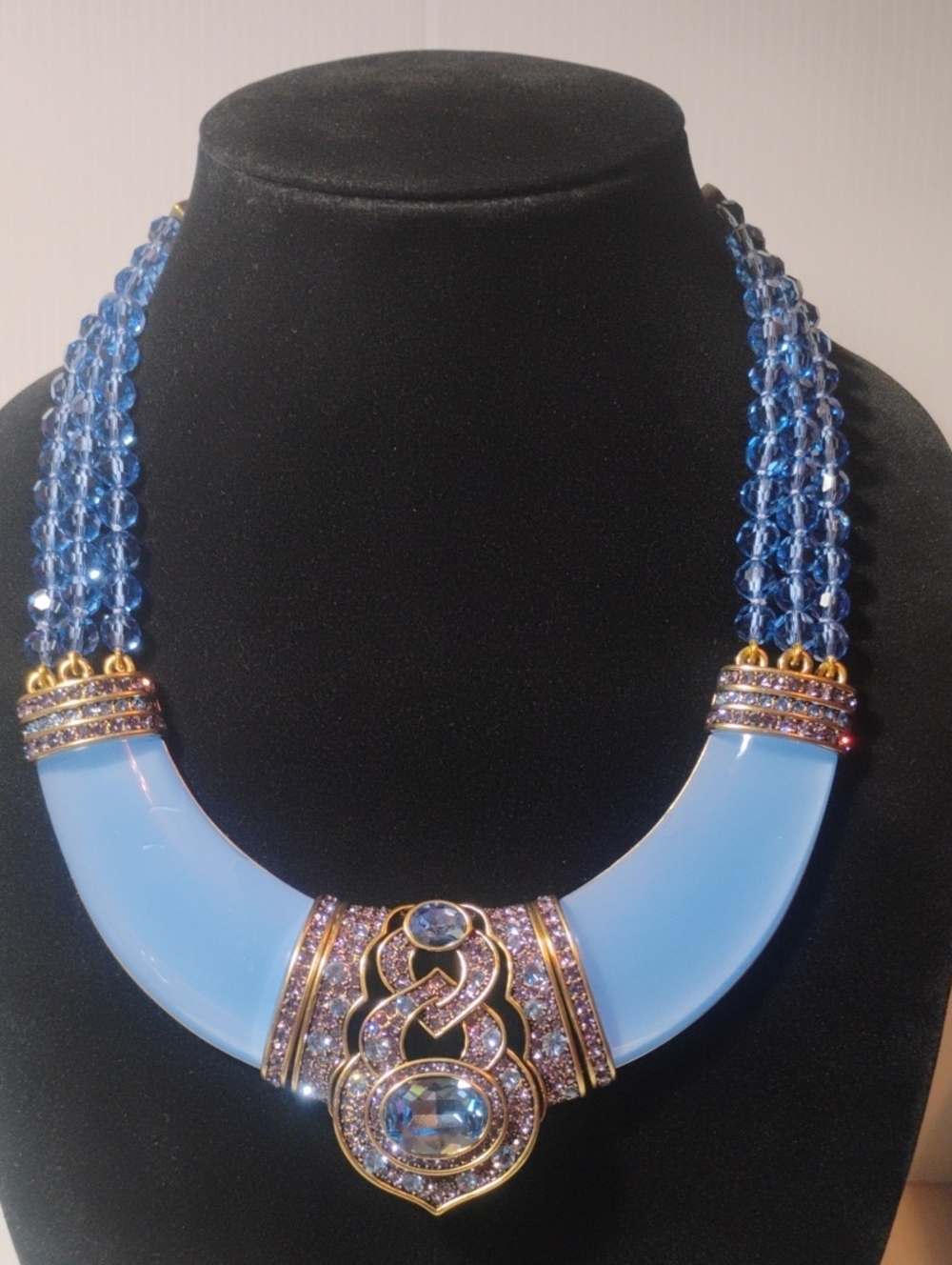 Heidi Daus Blue Resin Swarovski Crystal Necklace